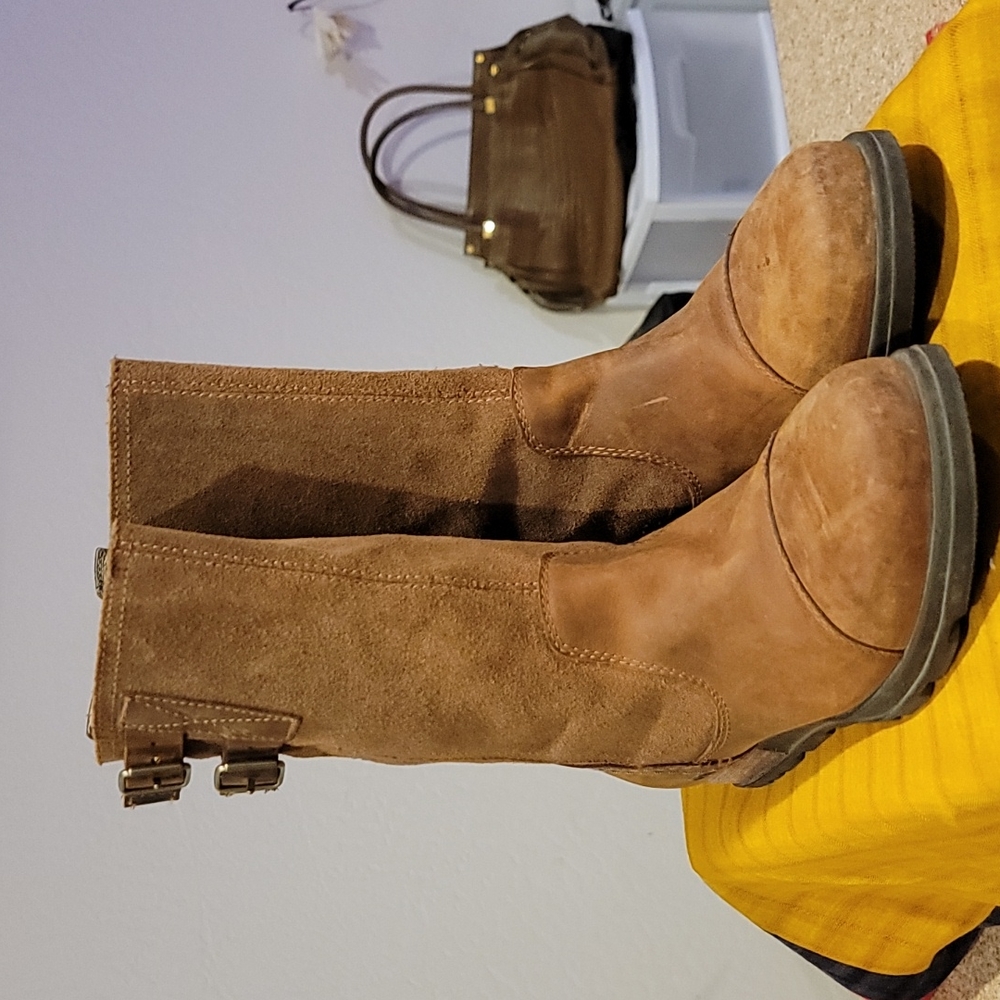 SOREL BROWN LEATHER MAJOR BOOTS 8.5